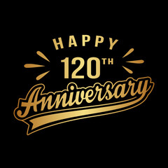 Happy 120th Anniversary. 120 years anniversary design template. Vector and illustration.