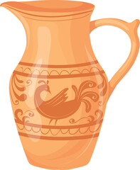 Ceramic jug icon. Cartoon rustic water vessel