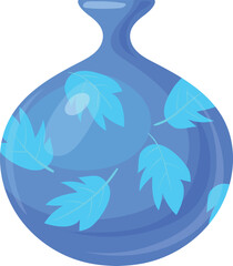 Blue round vase. Home decoration. Clay pottery