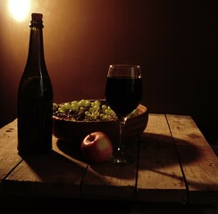 still life with wine
