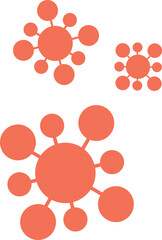 Flying molecules. Biochemical reseach symbol. Science icon