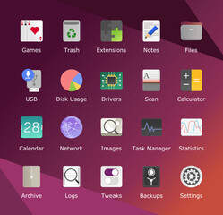 Linux inspired icons for web and mobile applications. LTS version UI. Desktop icon pack.