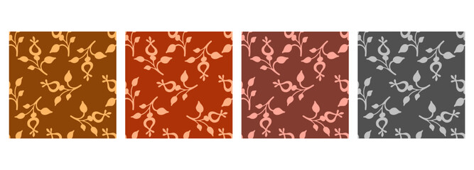 Naklejka na ściany i meble Set of 4 backgrounds. Seamless pattern on a solid background for dresses, room wallpapers, bedding fabric. For use in kindergarten, birthday cards. The tiles can be combined with each other. 