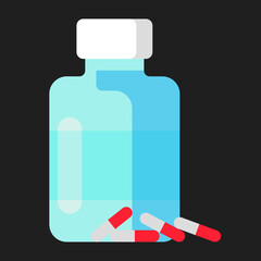 minimalistic pill bottle icon on dark background