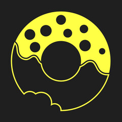 minimalistic donut icon in gold color on dark background