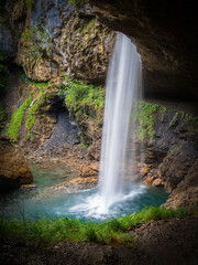 Fototapeta na wymiar Beautiful Berglistuber Waterfall in Fatschbach, Glarus, Switzerland