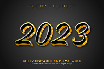 New year 2023 text effect black with golden