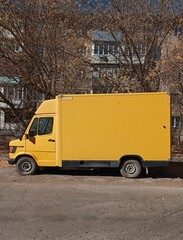 Yellow  truck on the street