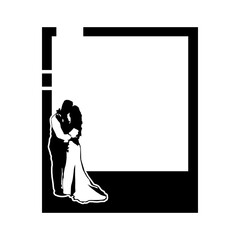 Silhouette wedding photo frame design vector