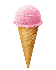 アイスクリーム いちご イチゴ イラスト リアル コーン