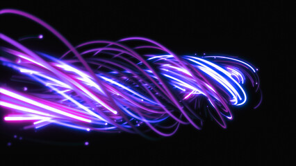 Obraz premium 3D rendering of a colorful abstract background of strings, lines, ribbons, fibers or wires
