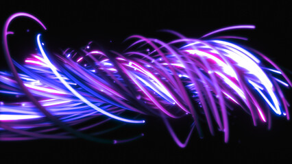 3D rendering of a colorful abstract background of strings, lines, ribbons, fibers or wires