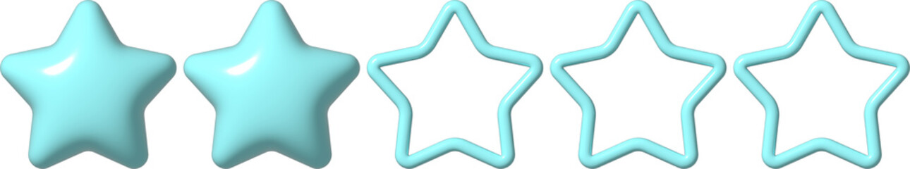 3D Review Star icon. 3D element rating for social media PNG
