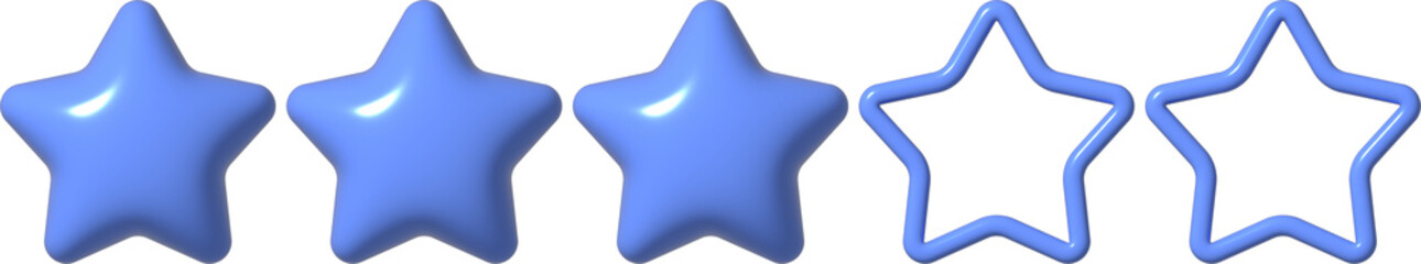 3D Review Star icon. 3D element rating for social media PNG