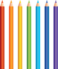 A set of colored pencils. Colors of rainbow. Children's pencils. Vector graphics.
