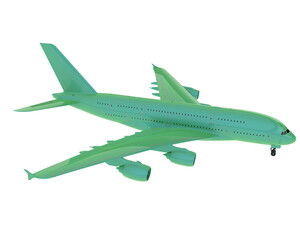 Flying airplane on transparent background. 3d rendering - illustration