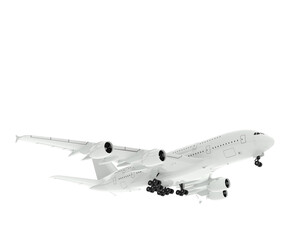 Flying airplane on transparent background. 3d rendering - illustration