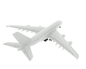 Flying airplane on transparent background. 3d rendering - illustration