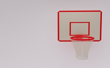 Obraz na płótnie Canvas 3D illustration. basket with net of a basketball court, gray background, 3D rendering.