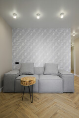 Grey sofa in a modern interior