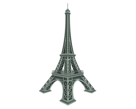 Eiffel tower on transparent background. 3d rendering - illustration