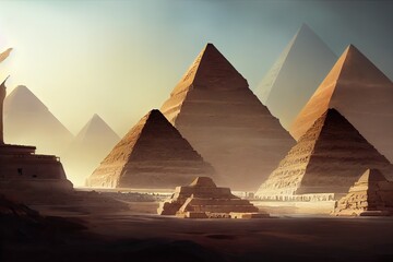 Ancient Egypt Pyramids - Digital Art, 3D Render, Concept Art - obrazy, fototapety, plakaty