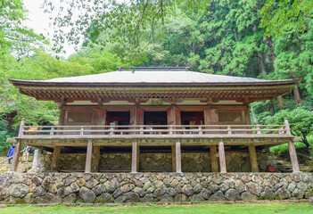 NARA, JAPAN - SEP 14, 2022: Kondo Hall of the Muro-ji Temple, National Treasure of Japan, in Uda City, Nara Prefecture, Japan.