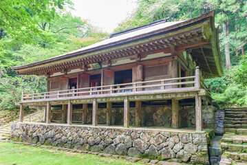 NARA, JAPAN - SEP 14, 2022: Kondo Hall of the Muro-ji Temple, National Treasure of Japan, in Uda City, Nara Prefecture, Japan.