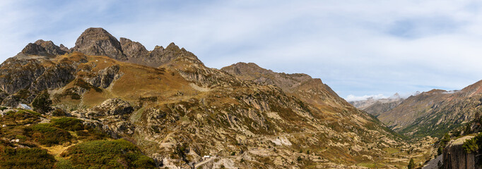 Mountainous landscape around the lake of Artouste, in the Pyrenees-Atlantiques, France