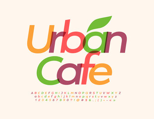 Fototapeta premium Vector modern logo Urban Cafe. Bright elegant Font. Watercolor Alphabet Letters and Numbers set