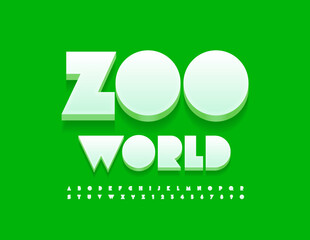 Vector eco Emblem Zoo World. Stylish.3D Font. Modern Alphabet Letters and Numbers set