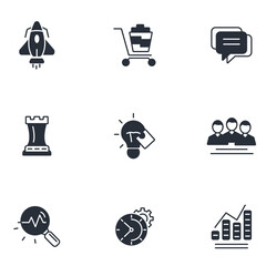 marketing thin line icons. Vector illustration isolated on white. Editable stroke.