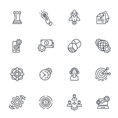 marketing thin line icons. Vector illustration isolated on white. Editable stroke.
