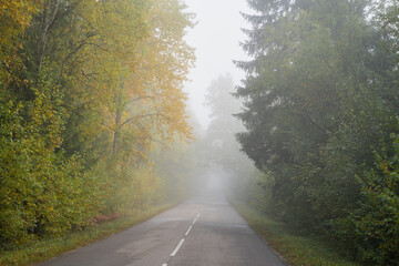 road in autumn in Belarus