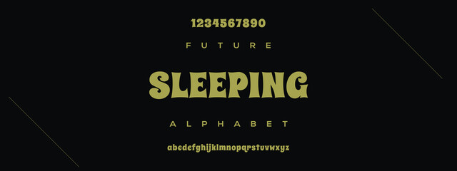 SLEEPING new minimal tech Letter Alphabet Fonts Logo design and Luxury vector typeface design. Great artwork.