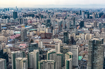 BEJING,CHINA 24.02.2019: Central business district CBD City skyline. Modern skyscrapers in the financial center