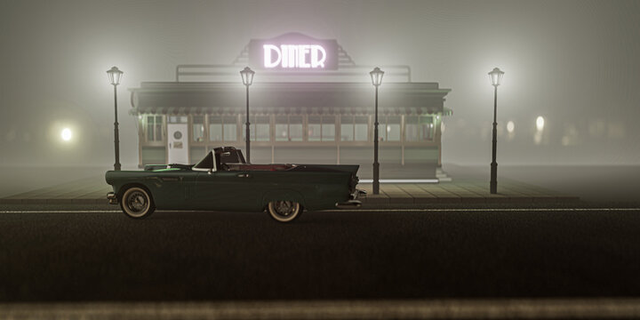 Old Diner Night Scene