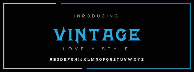 VINTAGE Modern Minimal Tech font style. Tech letter typeface. Luxury Vector Logo illustration.