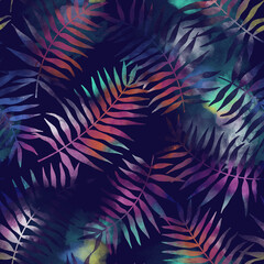 Abstract tropical flowers leaves seamless print repeat pattern background