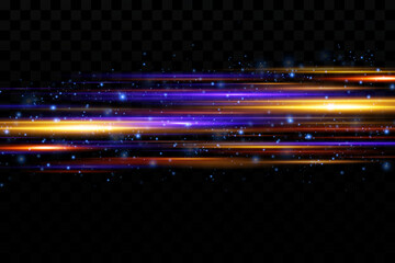 Motion light effect for banners. Blue lines. The effect of speed on a blue background. Red lines of light, speed and movement. Vector lens flare.