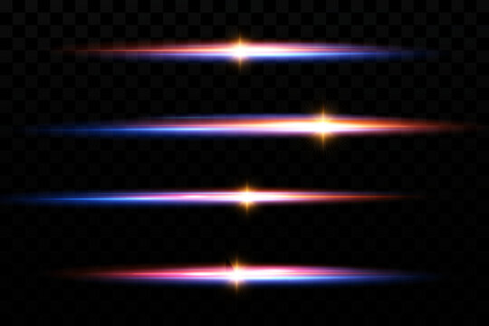 Motion light effect for banners. Blue lines. The effect of speed on a blue background. Red lines of light, speed and movement. Vector lens flare.