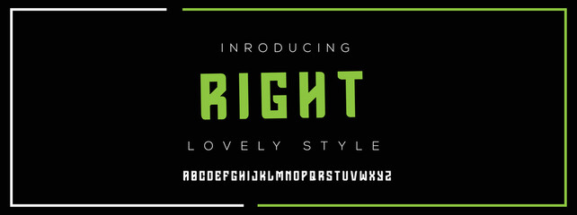 RIGHT Minimal urban font. Typography with dot regular and number. minimalist style fonts set. vector illustration