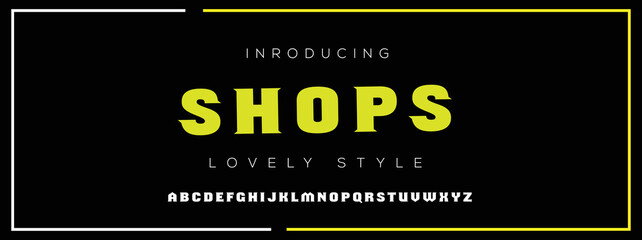  SHOPS Elegant alphabet letters font and number. Classic Lettering Minimal Fashion Designs. Typography modern serif fonts decorative vintage design concept. vector illustration
