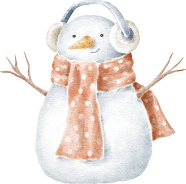 Snowman watercolour illustration