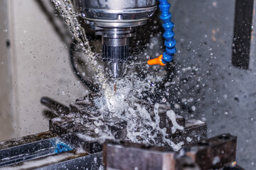 industrial metalworking cutting process by cnc milling cutter machine © CL-Medien