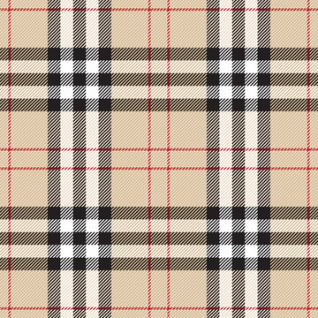 Seamless Burberry plaid pattern. Traditional Scottish fabric ornament. Stylish wallpaper for web design, textile printing and wrapping paper. Tartan large stripes.	