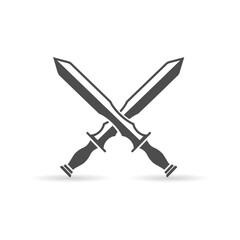 Cross sword set. battle logo elements, Set of heraldic sword vector silhouette illustrations