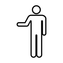 Man open arms icon vector male person with raised hands symbol in a glyph pictogram illustration