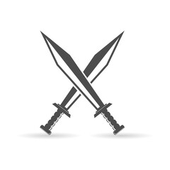 Cross sword set. battle logo elements, Set of heraldic sword vector silhouette illustrations