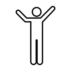 Man raised arms icon vector male person with open hands symbol in a glyph pictogram illustration